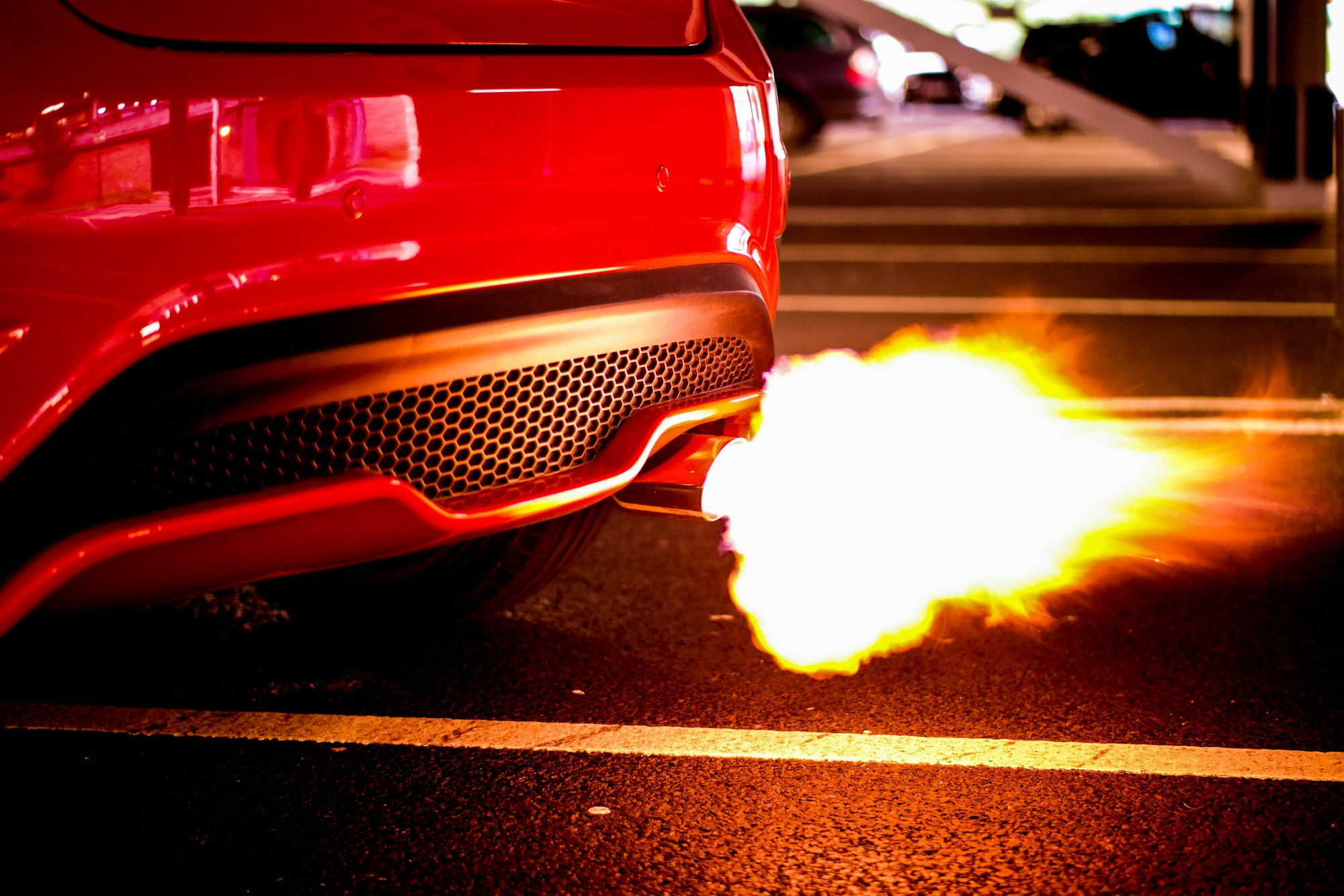 Red sports car boost